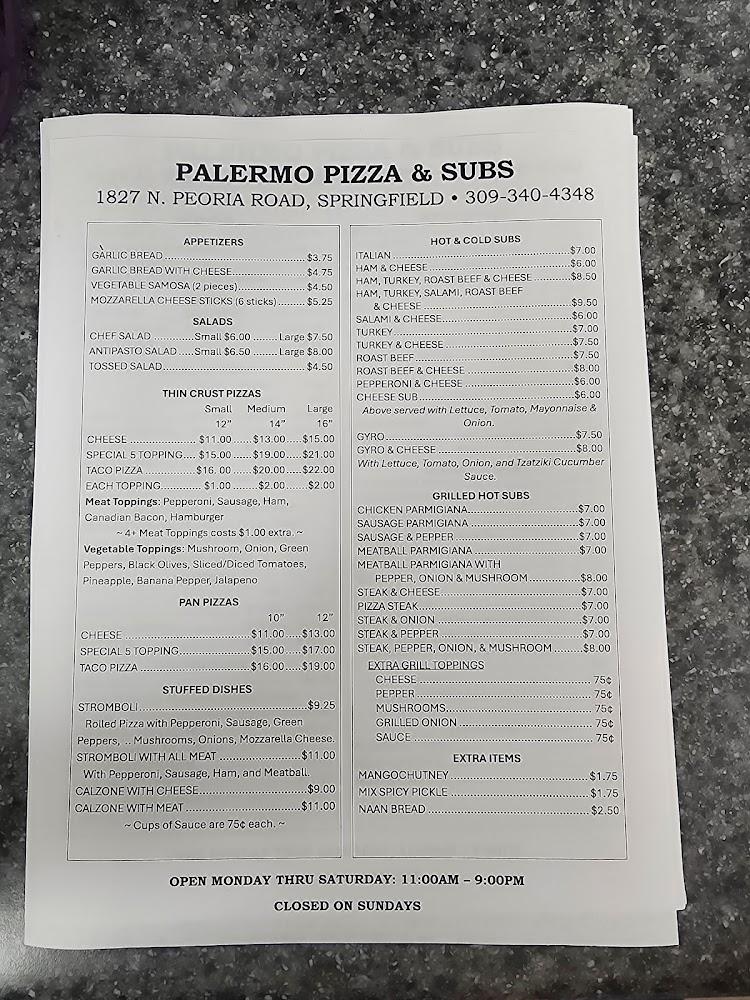 Palermo Pizza & Subs Menu image 1